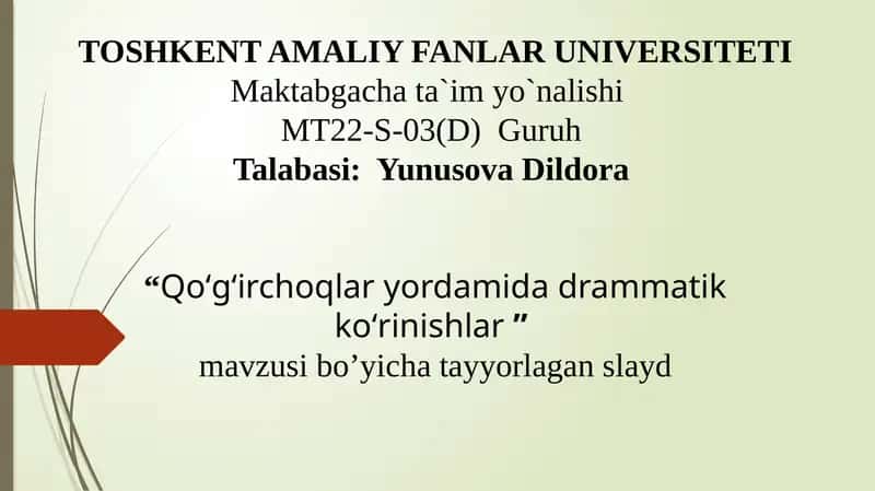 Qoʻgʻirchoqlar yordamida drammatik koʻrinishlar 1