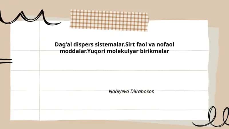 Dagʻal dispers sistemalar 1