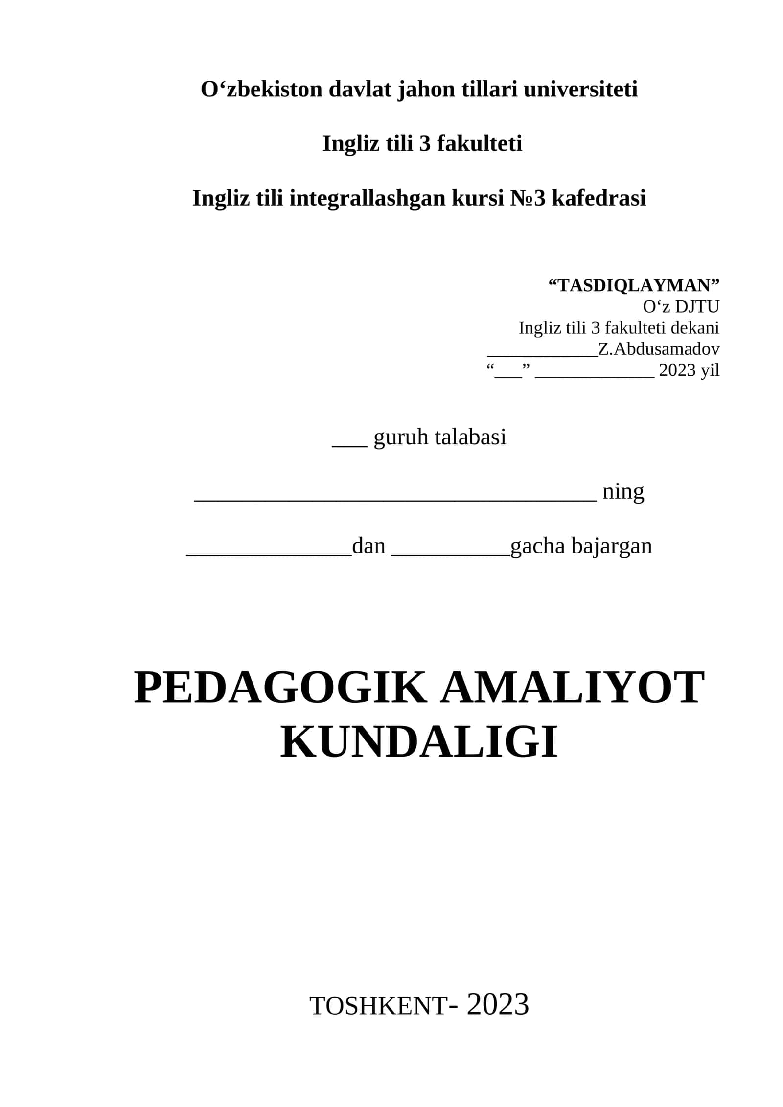 PEDAGOGIK AMALIYOT KUNDALIGI 1