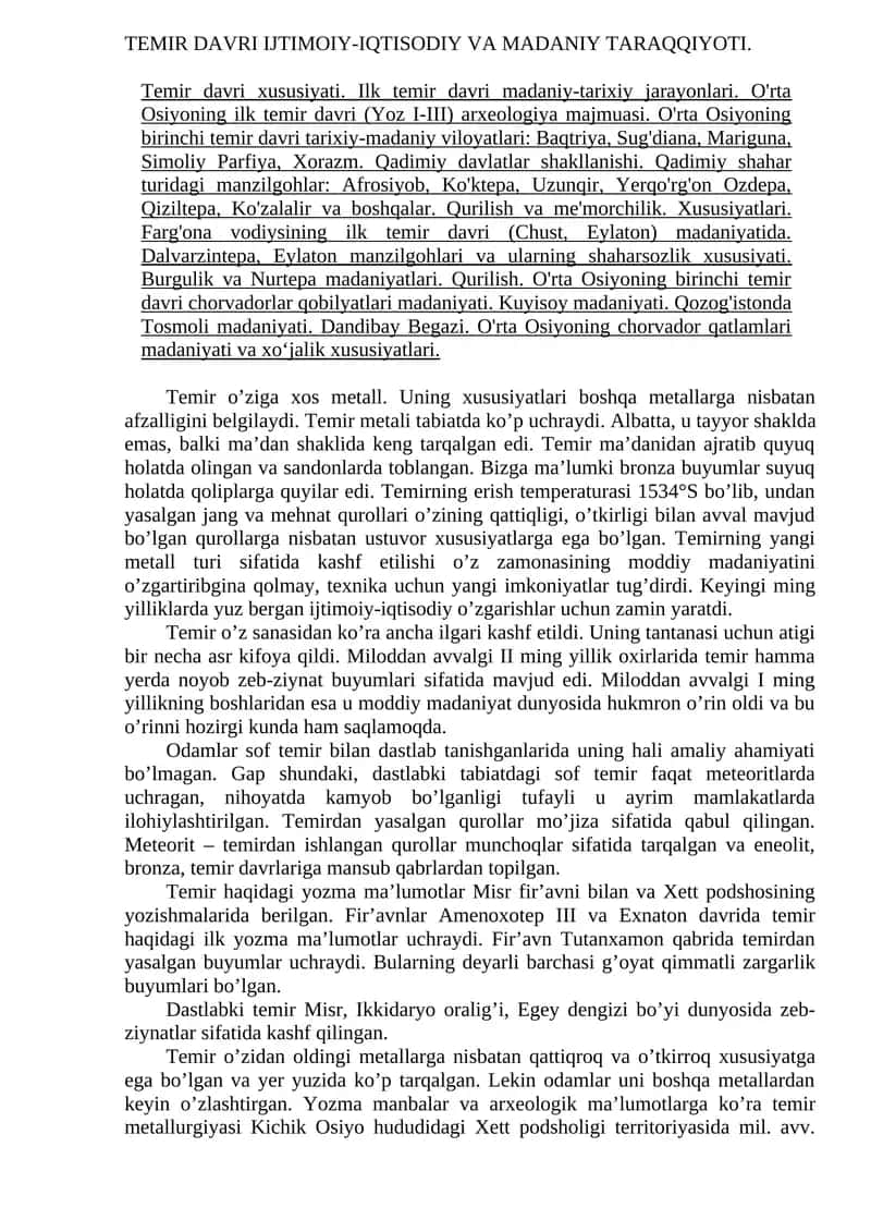 TEMIR DAVRI IJTIMOIY-IQTISODIY VA MADANIY TARAQQIYOTI 1