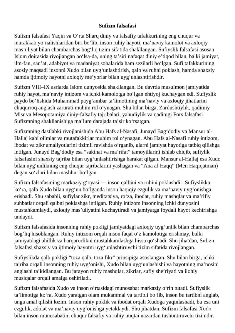 Sufizm falsafasi 1