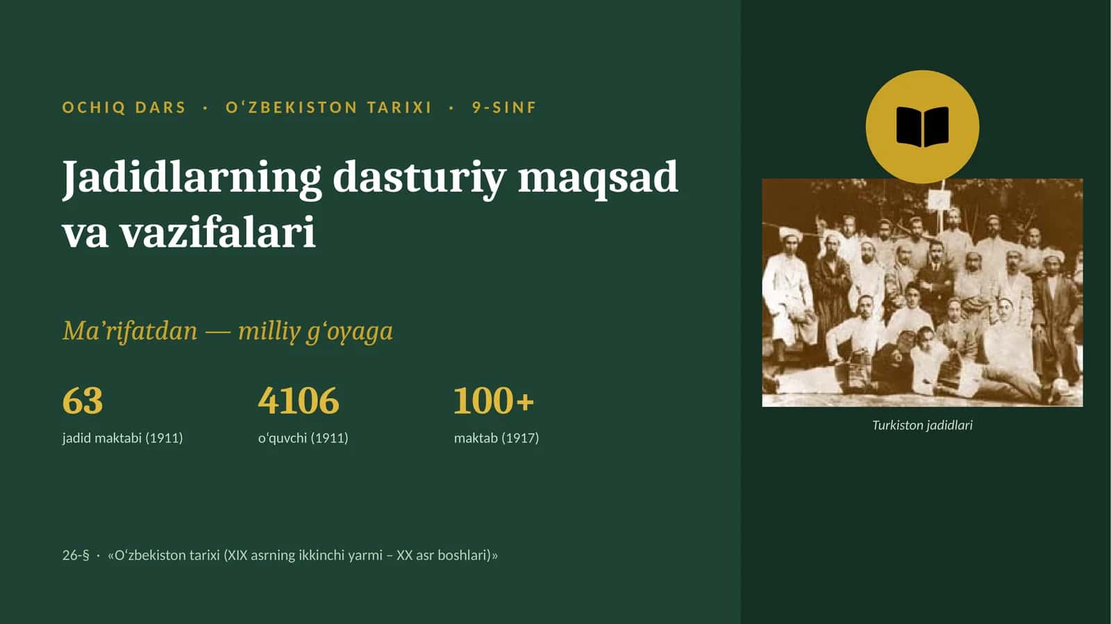 Jadidlarning dasturiy maqsad va vazifalari 1