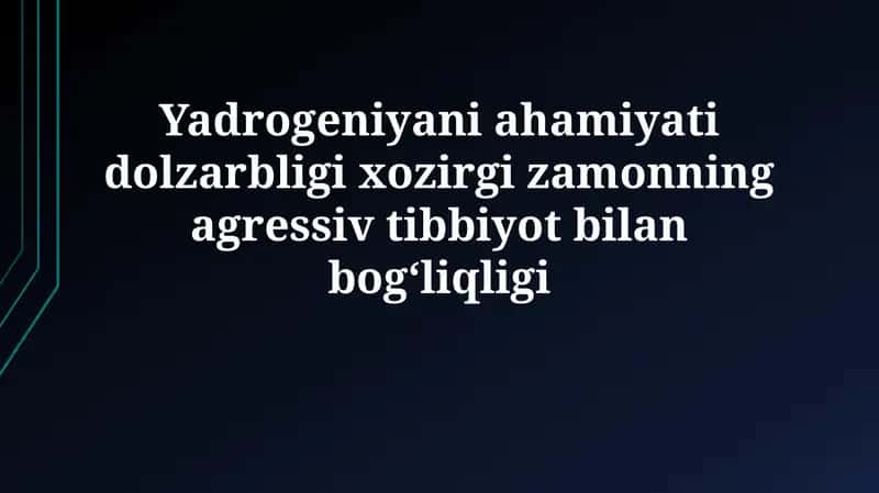 Vodorod terapiyasi va zamonaviy tibbiyot 1