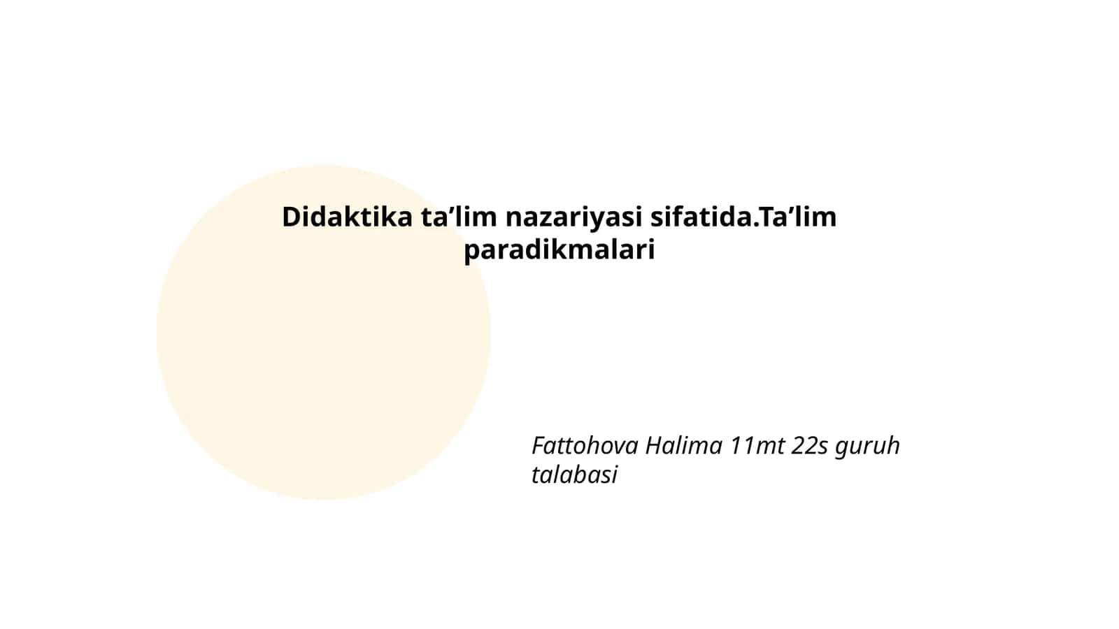 Ta'limning nazariyasi va metodologiyasi 1