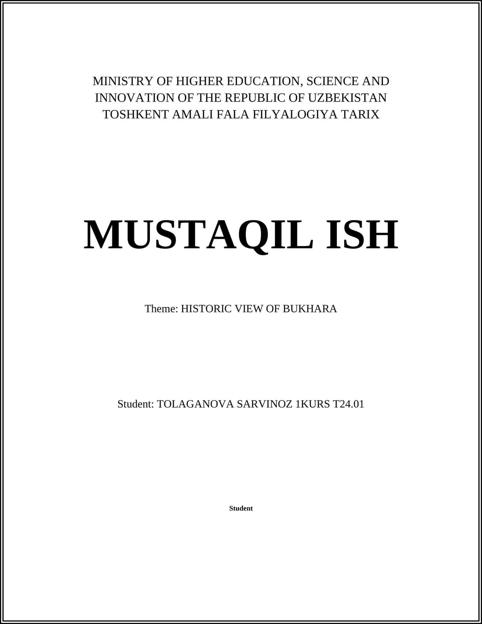 TOSHKENT AMALI FALA FILYALOGIYA TARIX 1