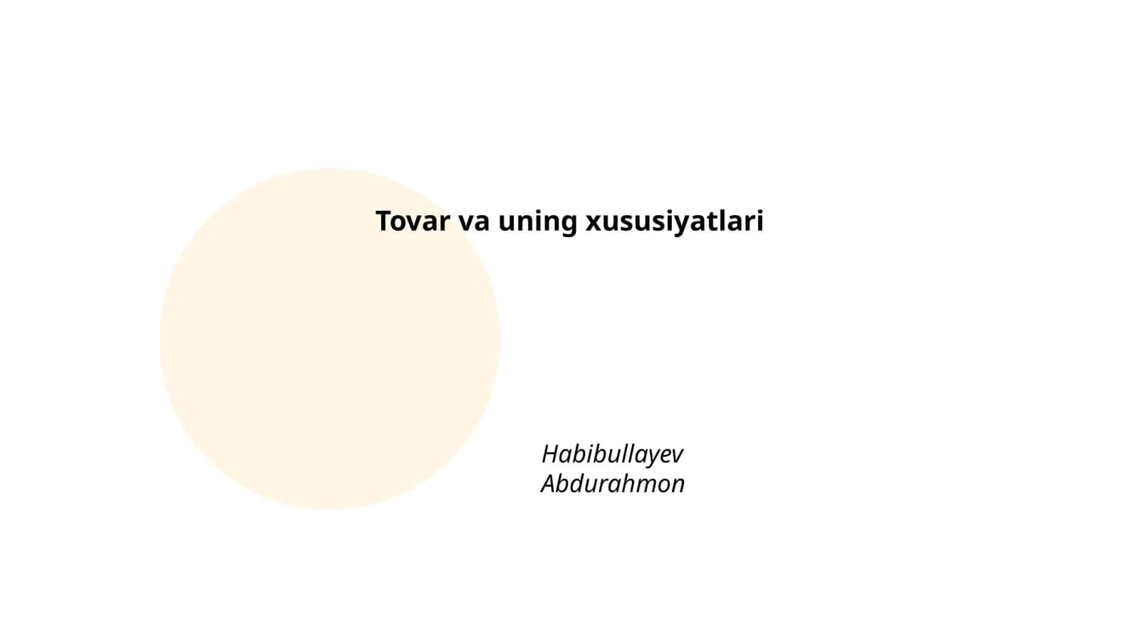 Tovar turlari iqtisodiyotda 1