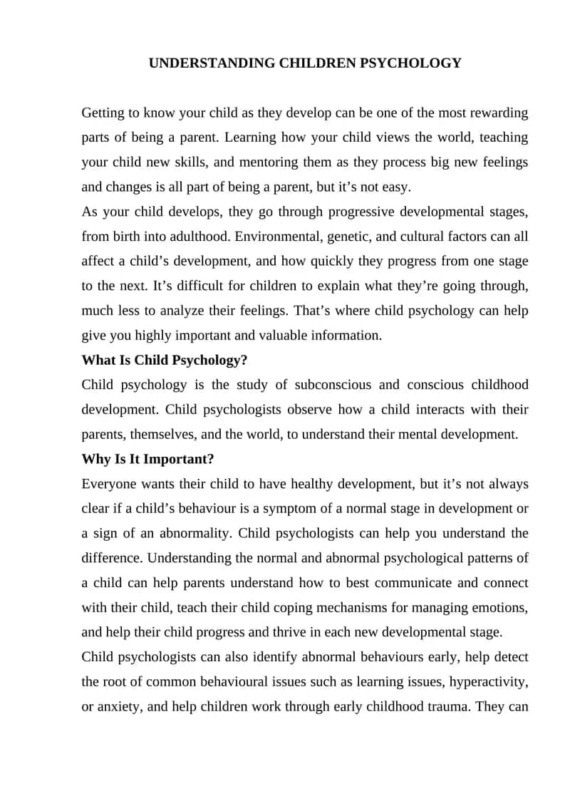 Understanding Children Psychology 1