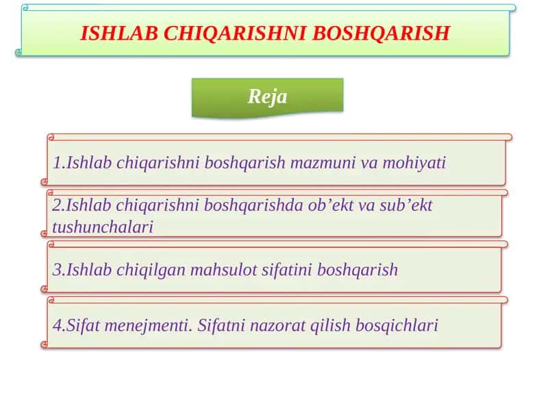 Ishlab chiqarishni boshqarish 1