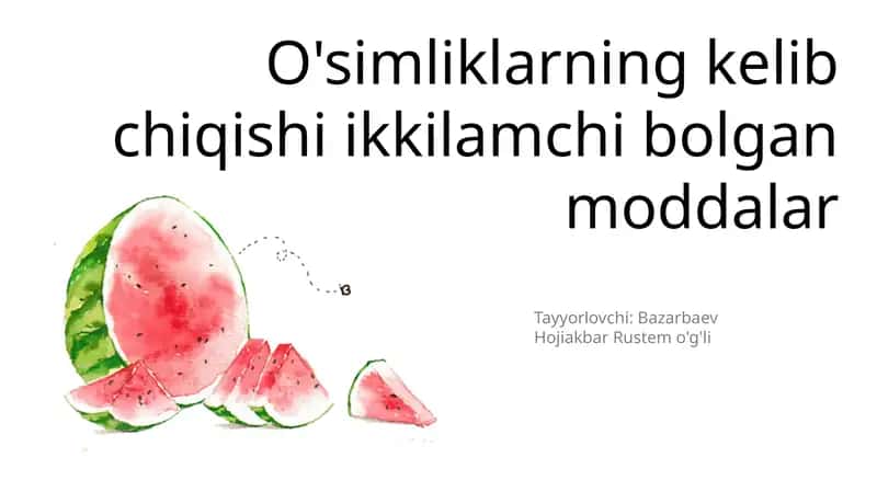 oʻsimliklarda ikkilamchi metabolitlar 1