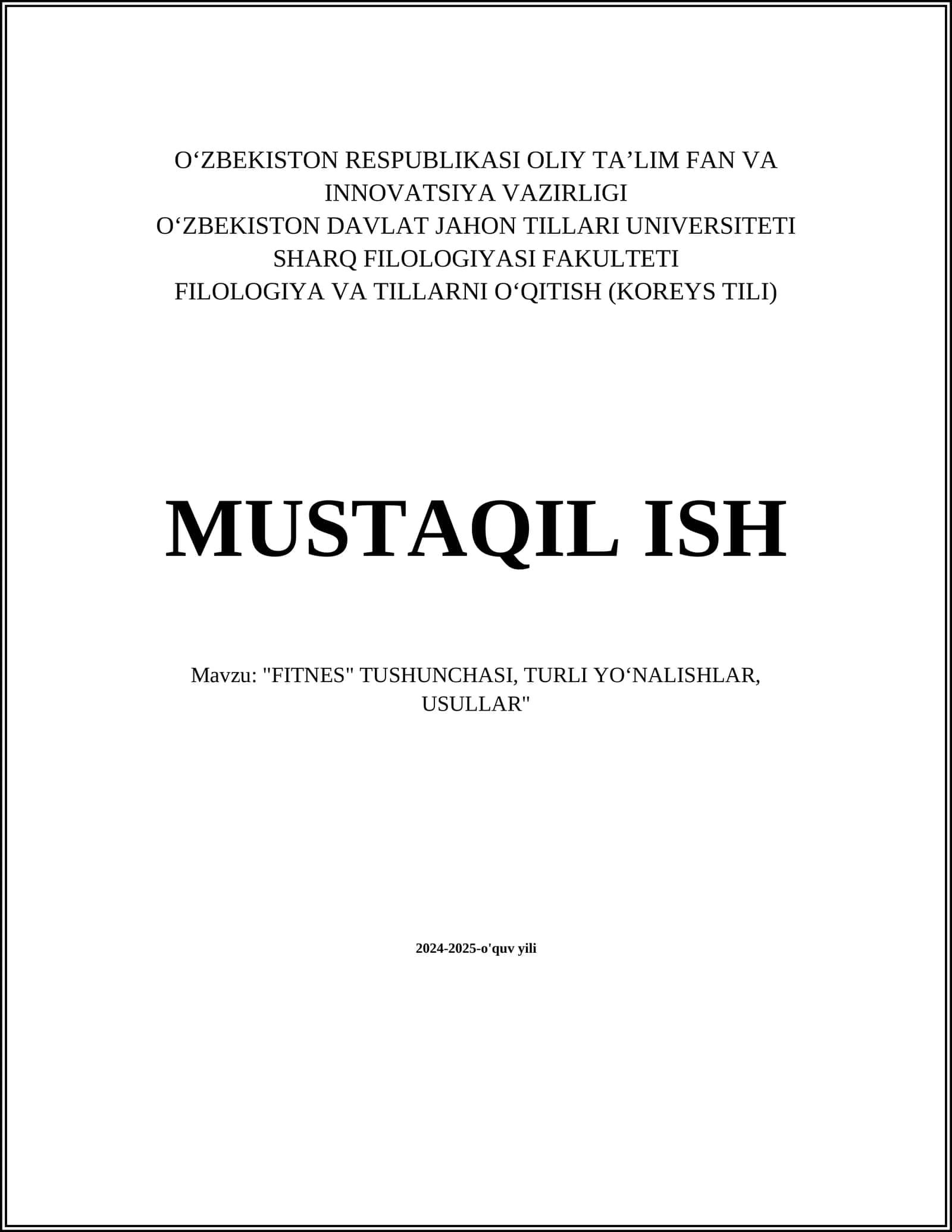 "FITNES" TUSHUNCHASI, TURLI YOʻNALISHLAR, USULLAR 1