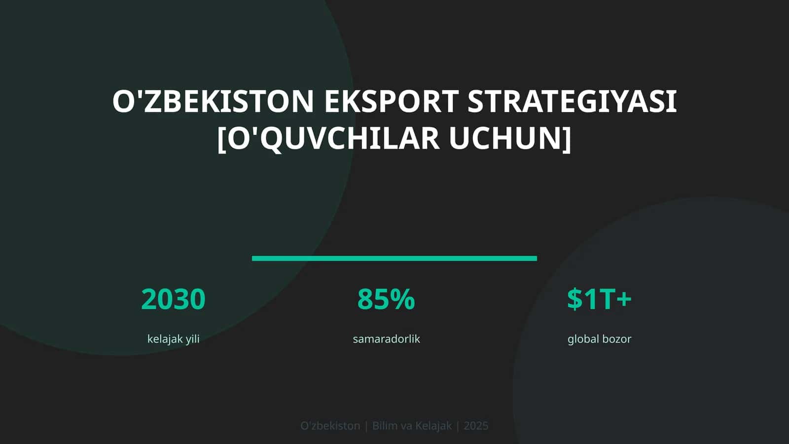 O'zbekiston eksport strategiyasi [o'quvchilar uchun] 1