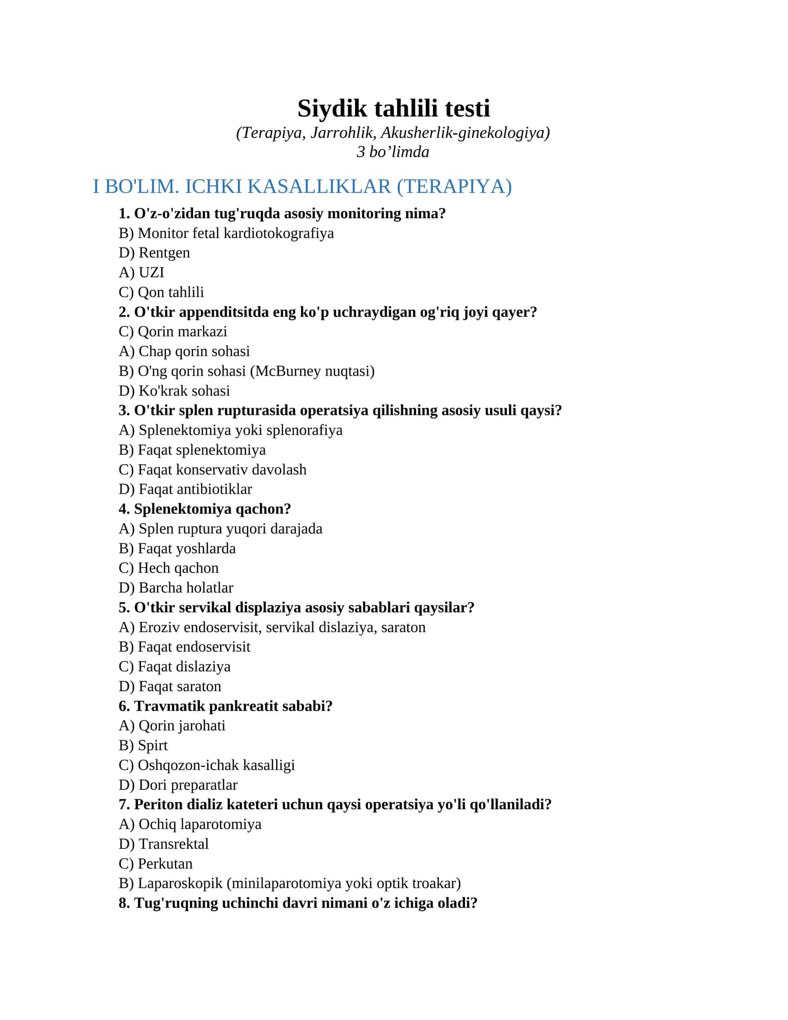 Siydik tahlili testi 1