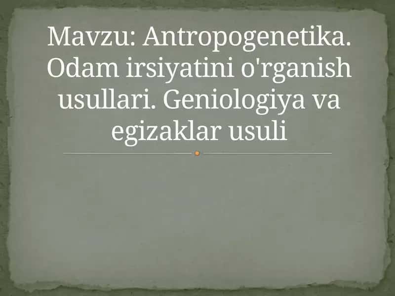 Antropogenetika 1
