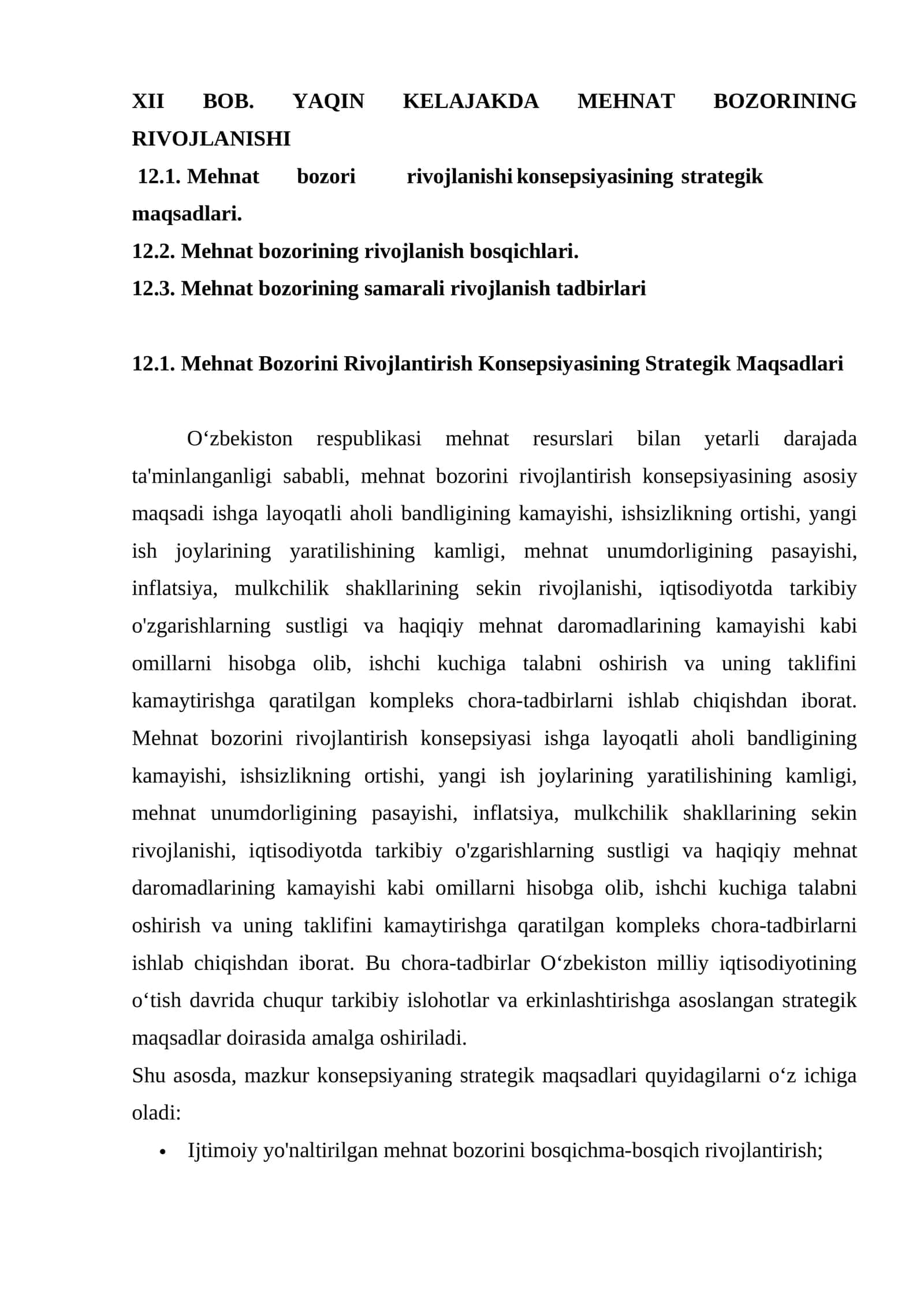 XII BOB. YAQIN KELAJAKDA MEHNAT BOZORINING RIVOJLANISHI 1