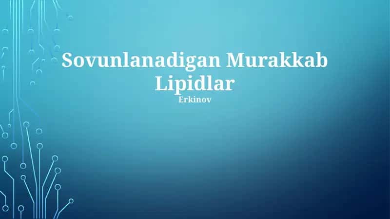 Sovunlanadigan Murakkab Lipidlar 1