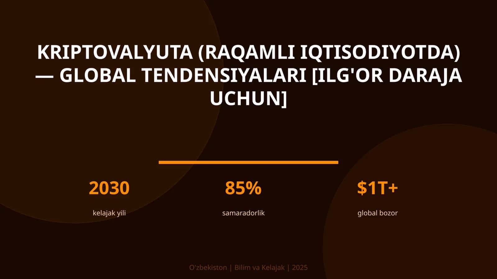 KRIPTOVALYUTA (RAQAMLI IQTISODIYOTDA) — GLOBAL TENDENSIYALARI [ILG'OR DARAJA UCHUN] 1