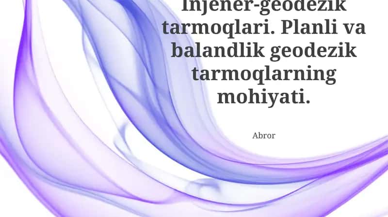 Geodezik Tarmoqlar 1