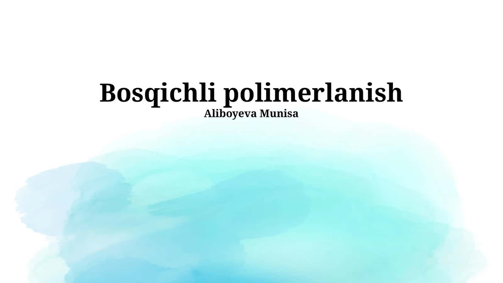 Bosqichli polimerlanish 1