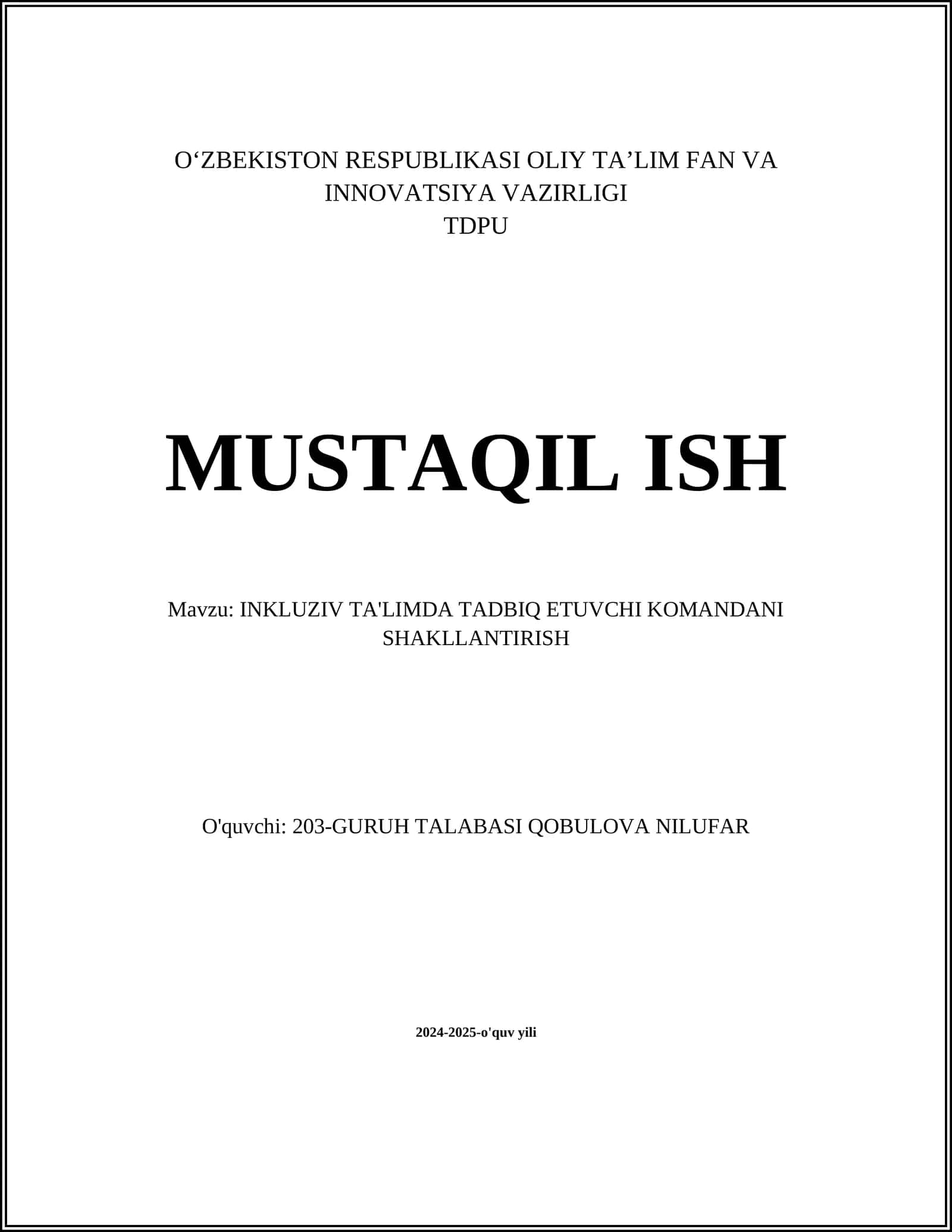 INKLUZIV TA'LIMDA TADBIQ ETUVCHI KOMANDANI SHAKLLANTIRISH 1