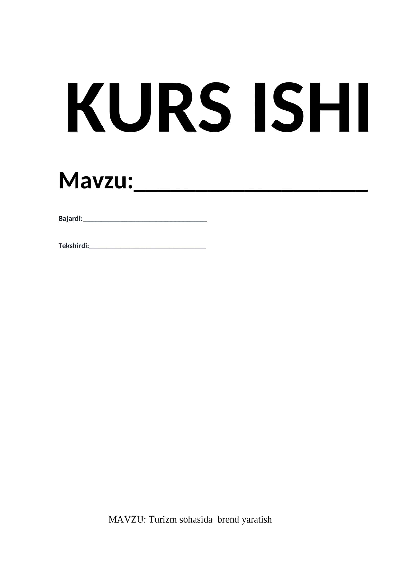 Turizm sohasida brend yaratish 1