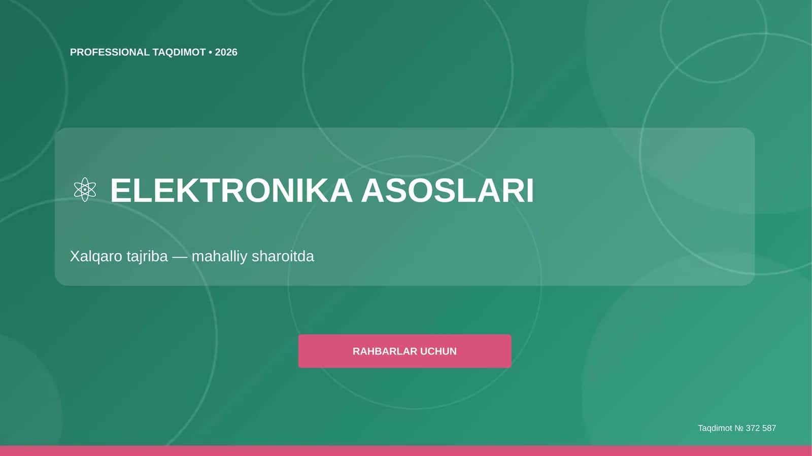 Elektronika asoslari: xalqaro tajriba (mahalliy sharoitda) [rahbarlar uchun] 1