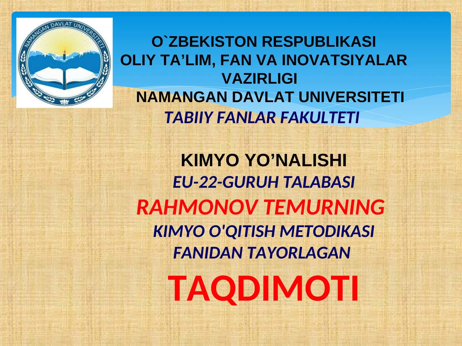 Azot va uglevod guruhchasi. Mineral o'g'itlar mavzusini o'qitish metodikasi. 1