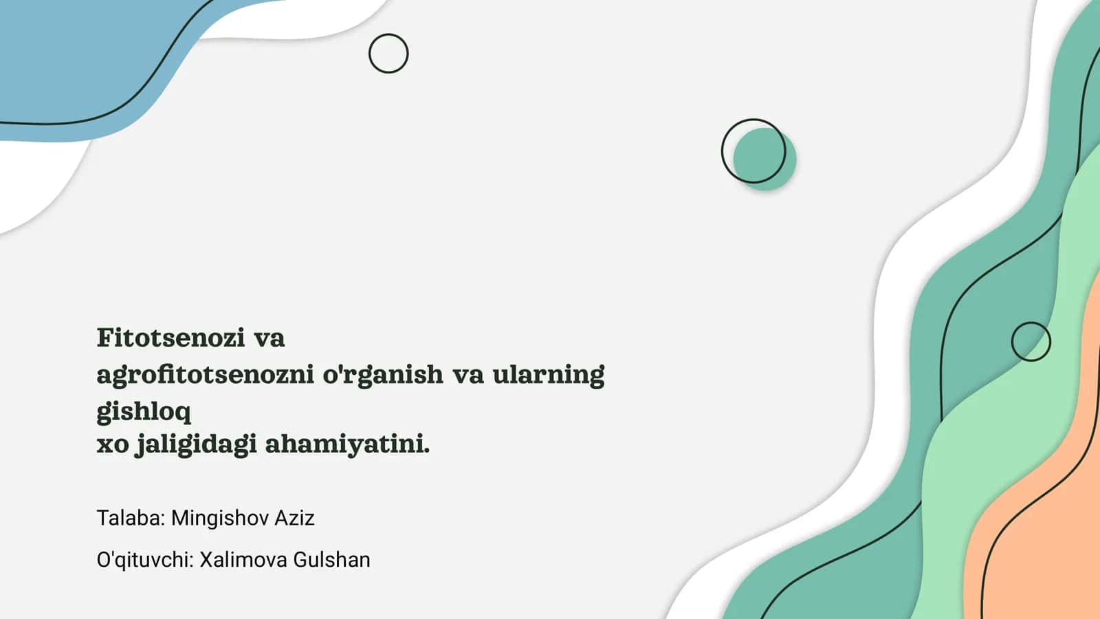 Fitotsenozi va agrofitotsenozni o'rganish 1