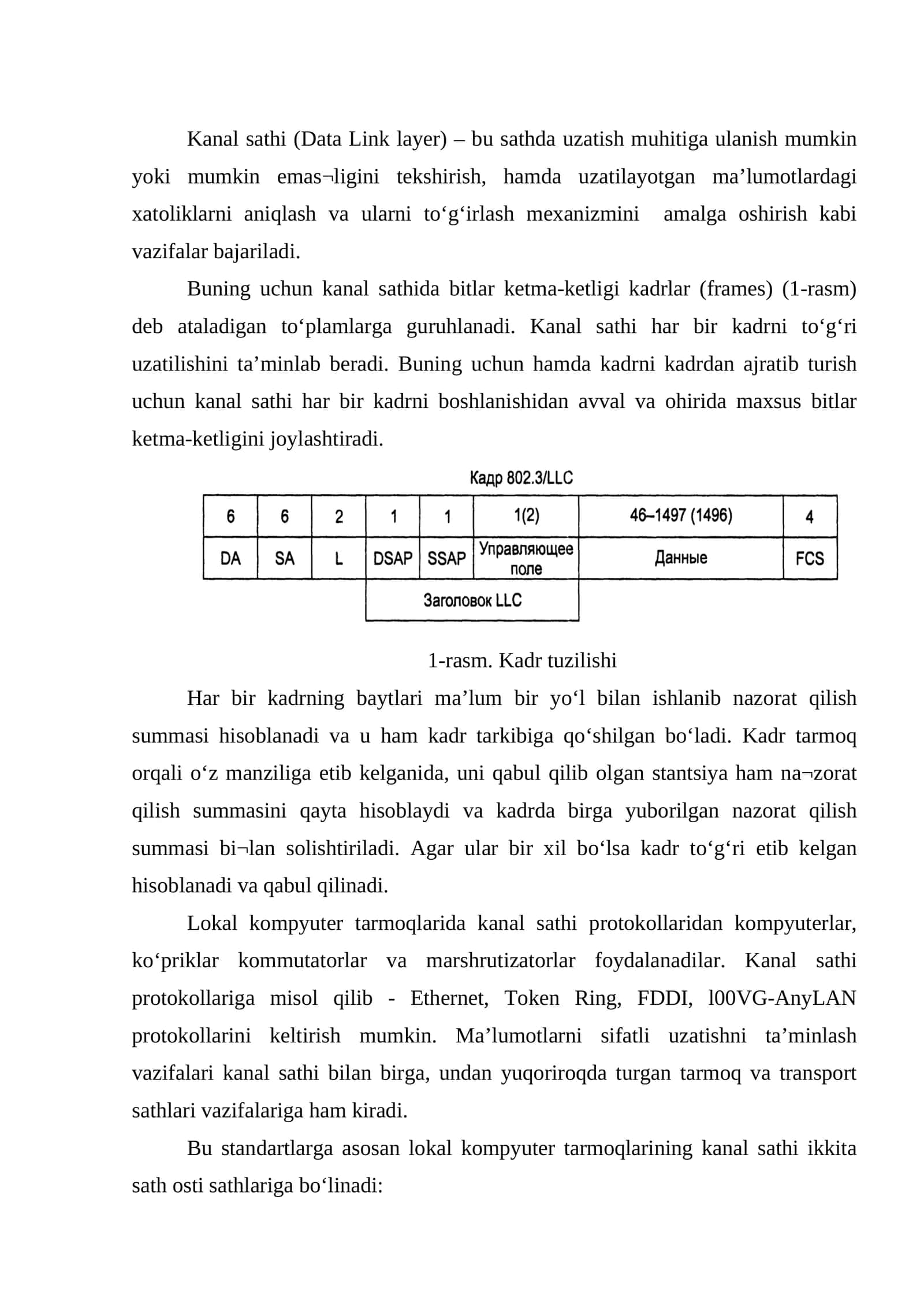 Kanal sathi (Data Link layer) 1