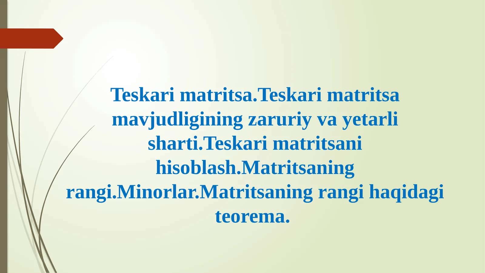 Teskari matritsa mavjudligi 1