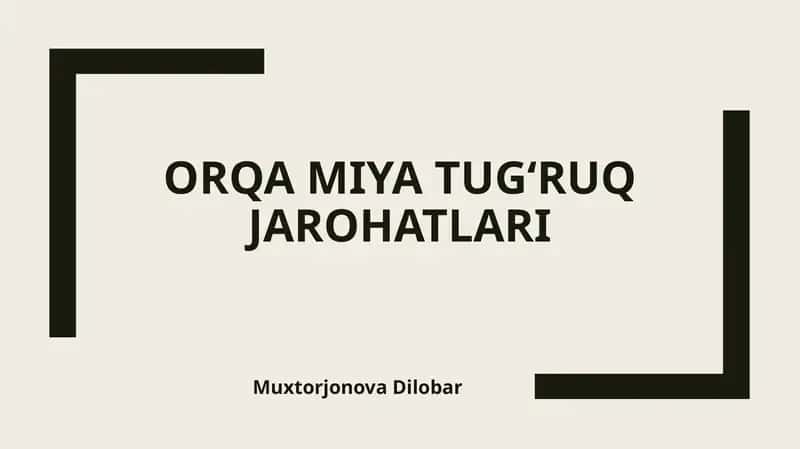 Orqa miya tug‘ruq jarohatlari 1