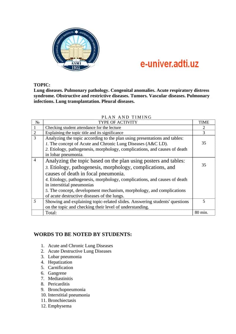 Lung Diseases Lecture Materials 1