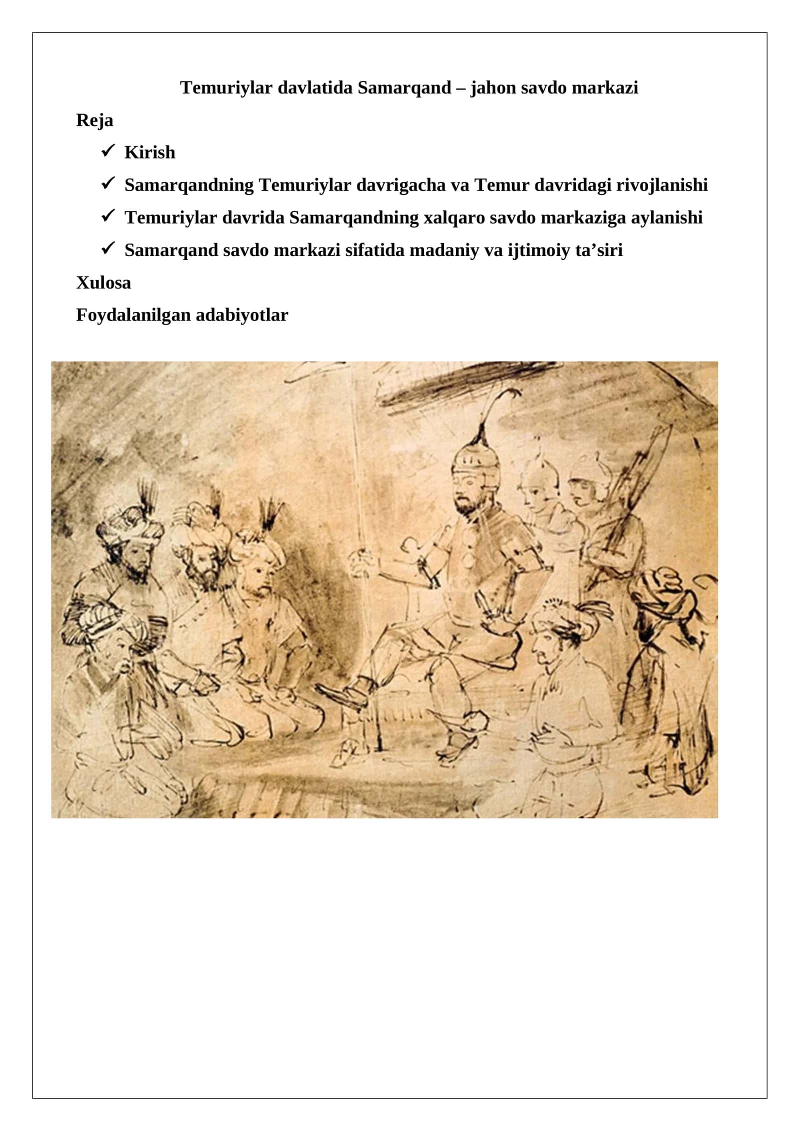 Temuriylar davlatida Samarqand – jahon savdo markazi 1