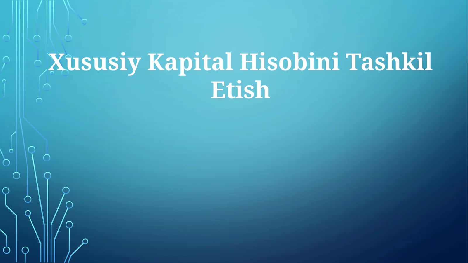 Xususiy Kapital HisobiniTashkilEtish 1