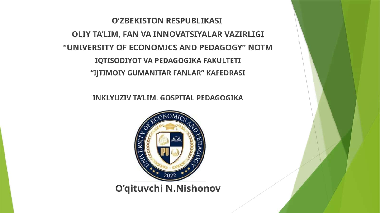 Ruhiy rivojlanishidan nuqsoni bo'lgan bolalarni inklyuziv ta'lim sharoiti 1