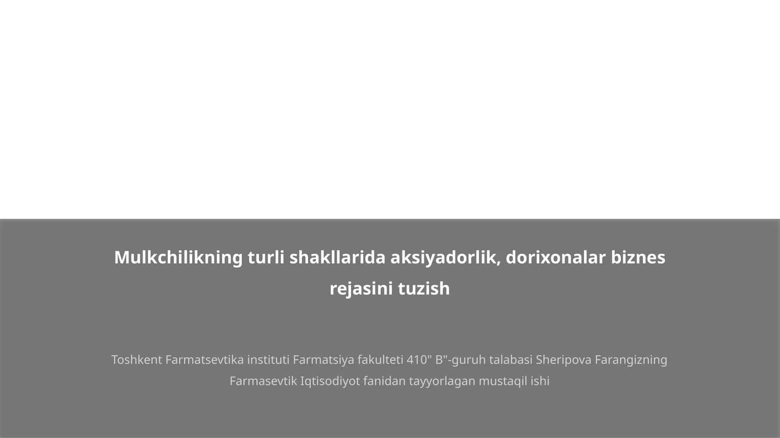 Dorixonalar biznes rejasini tuzish 1