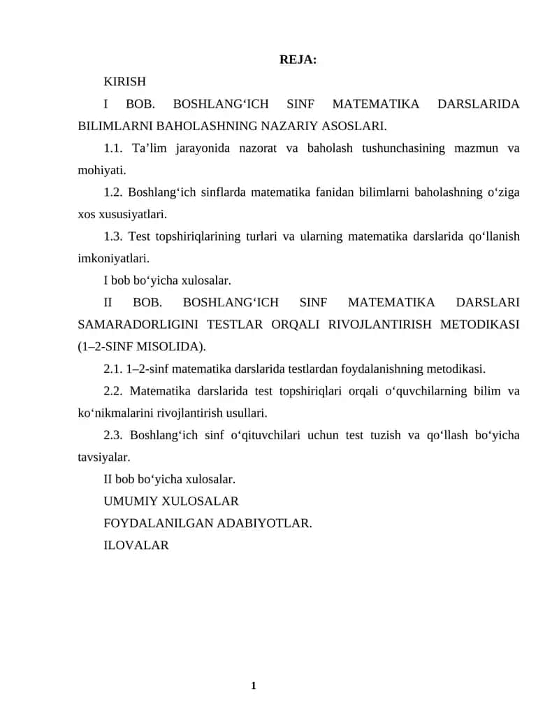 BOB. BOSHLANG‘ICH SINF MATEMATIKA DARSLARIDA BILIMLARNI BAHOLASHNING NAZARIY ASOSLARI 1