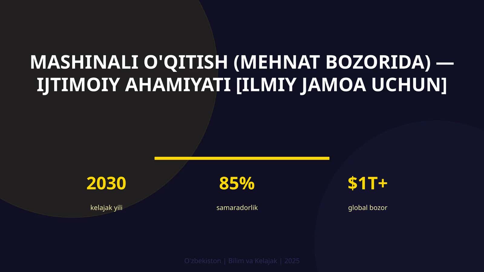 Mashinali o'qitish (mehnat bozorida) — ijtimoiy ahamiyati [ilmiy jamoa uchun] 1