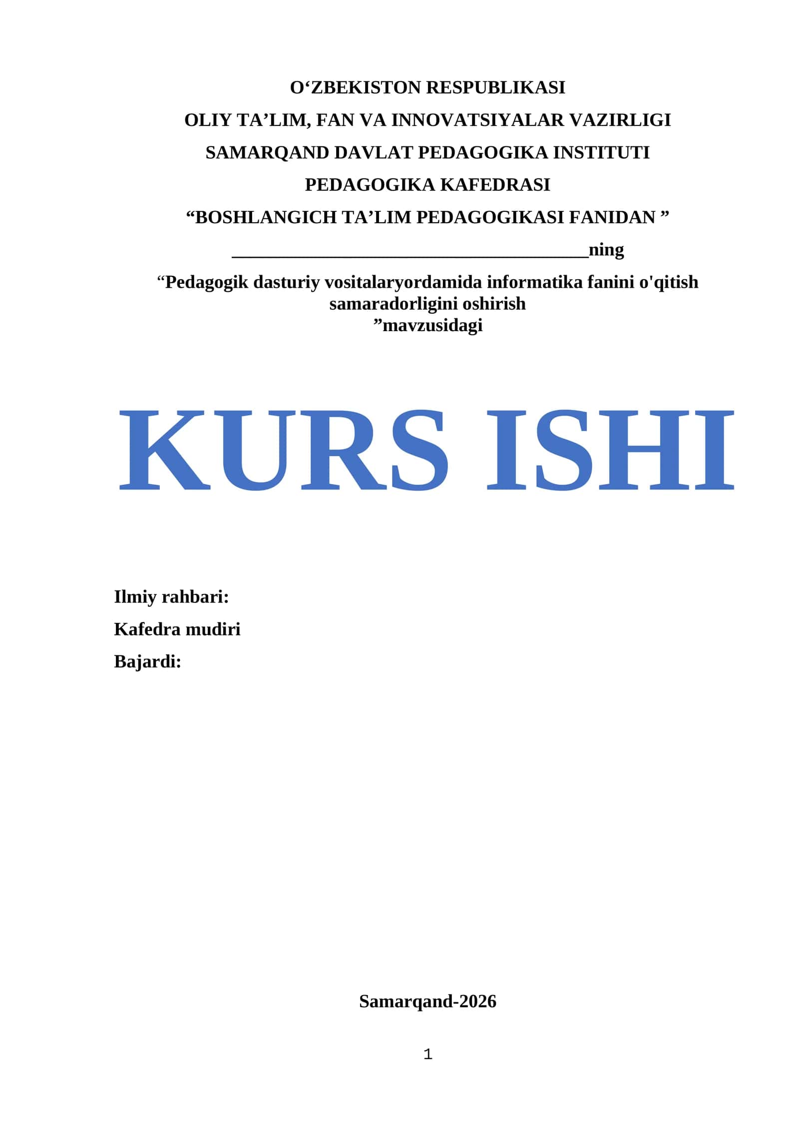 Pedagogik dasturiy vositalarning informatika fanini o'qitish samaradorligini oshirish 1