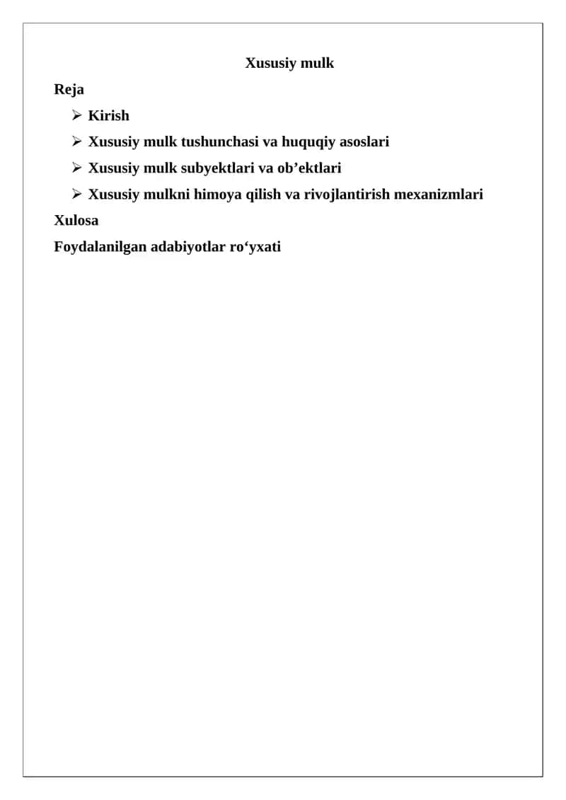 Xususiy mulk 1