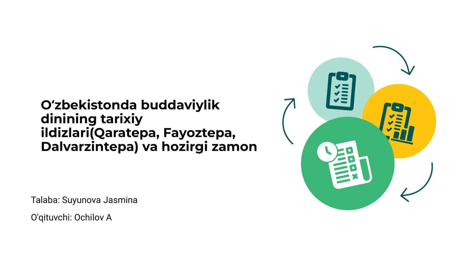 Oʻzbekistonda buddaviylik dinining tarixiy ildizlari(Qaratepa, Fayoztepa, Dalvarzintepa) va hozirgi zamon 1