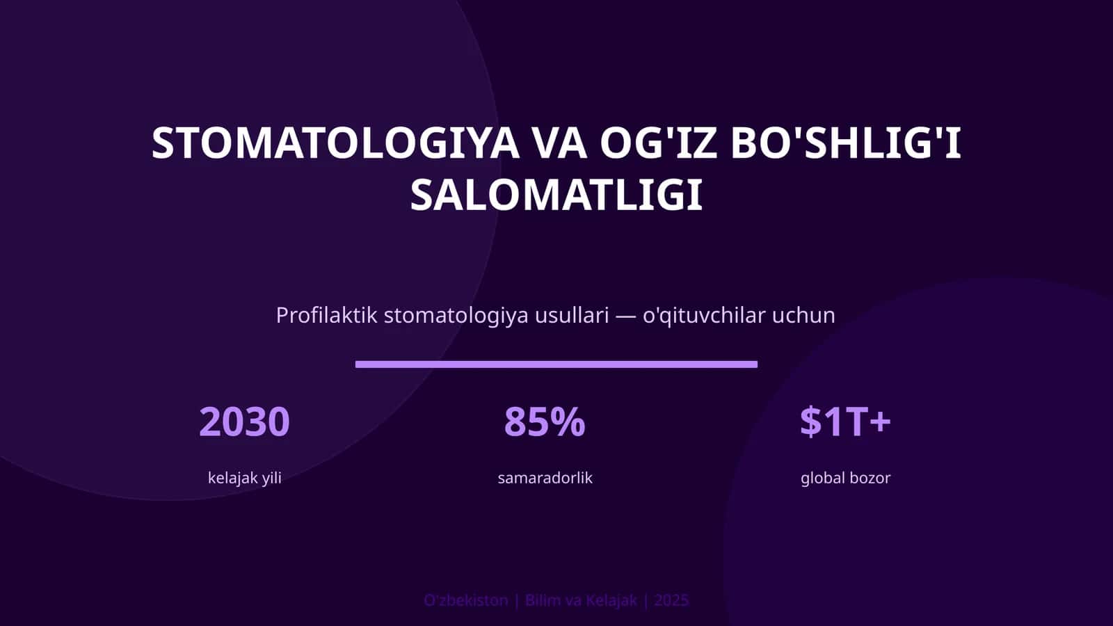 STOMATOLOGIYA VA OG'IZ BO'SHLIG'I SALOMATLIGI 1