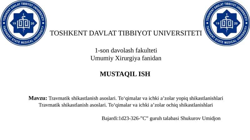 Travmatik shikastlanish asoslari 1