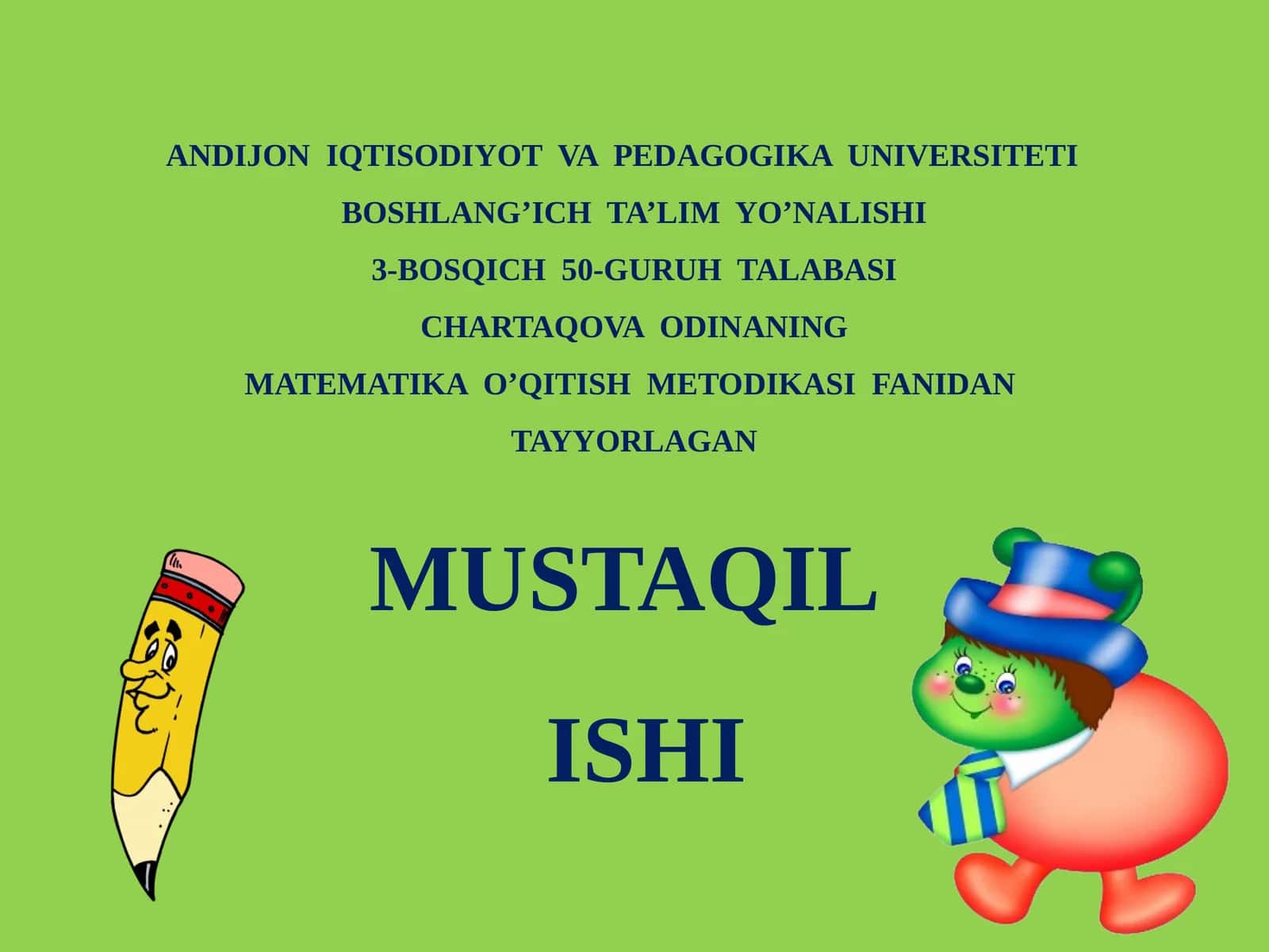 Masalayechish va o'rgatish bosqichi 1