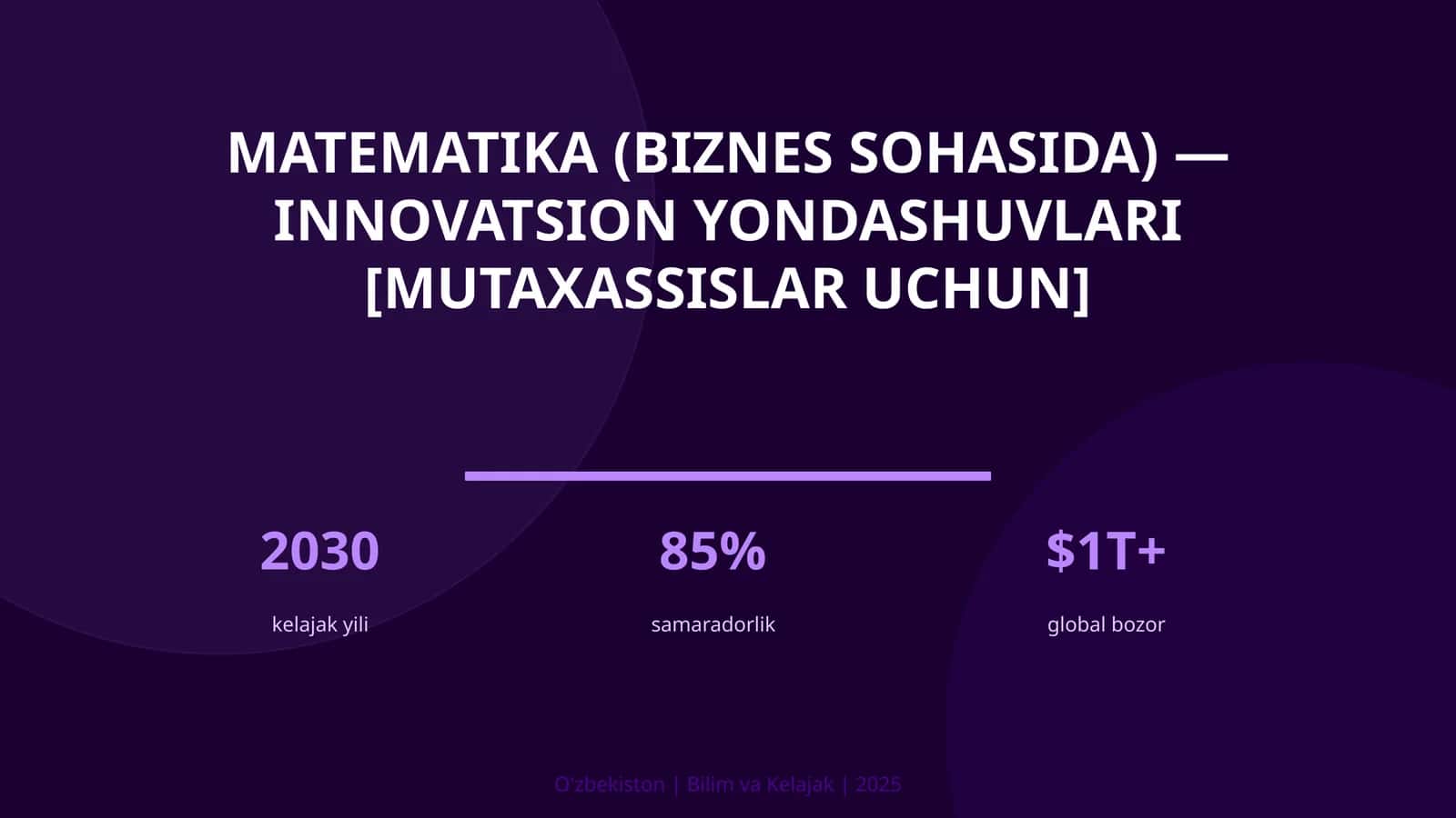 Matematika (biznes sohasida) — innovatsion yondashuvlari [mutaxassislar uchun] 1