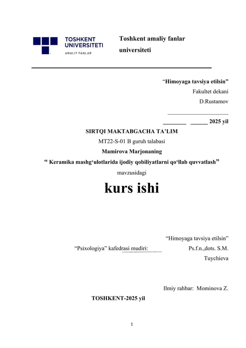 Keramika mashgʻulotlarida ijodiy qobiliyatlarni qoʻllab quvvatlash 1