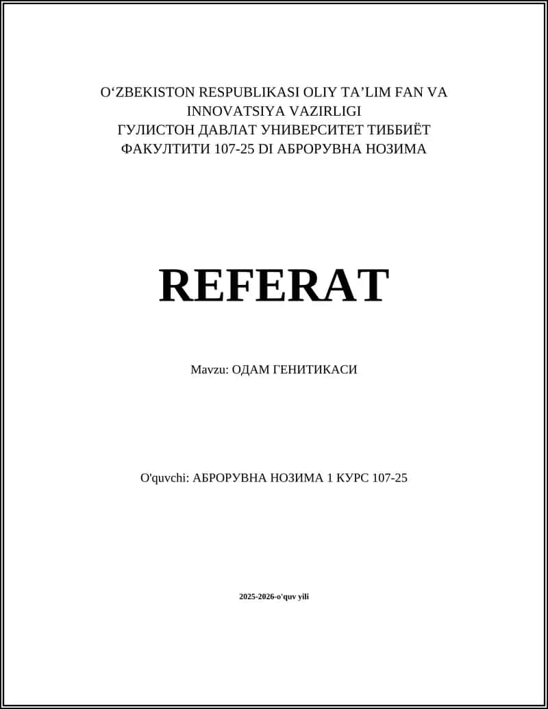 ОДАМ ГЕНИТИКАСИ 1
