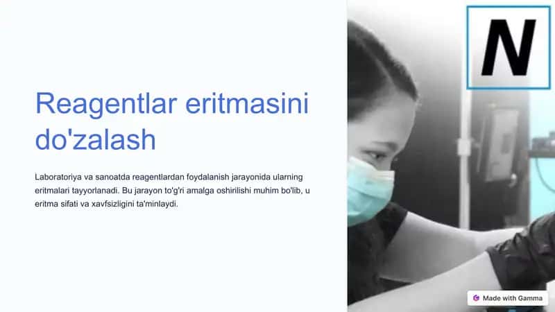 Reagentlar eritmasini do'zalash 1