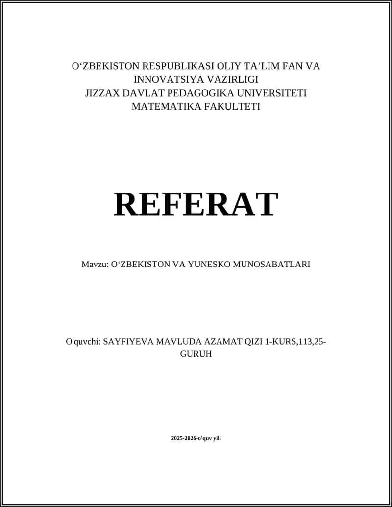OʻZBEKISTON VA YUNESKO MUNOSABATLARI 1