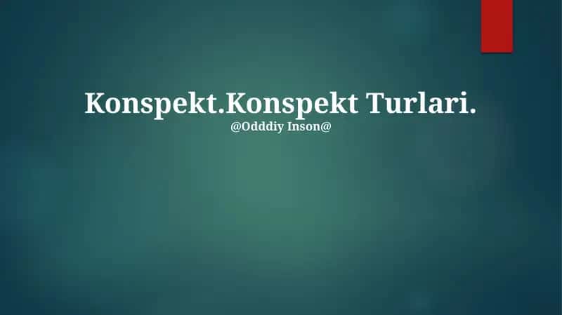 Konspekt Turlari 1