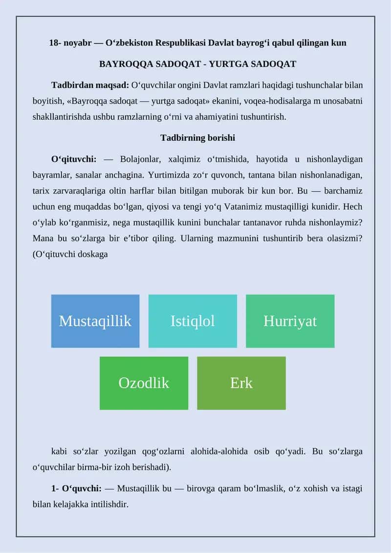 Bayroqqa Sadoqat - Yurtga Sadoqat 1